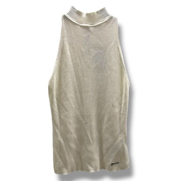 Guess Women's Eco Blaire Halter Neck Sleeveless Sweater Cream Ribbed Tank XL NEW - Picture 4 of 9